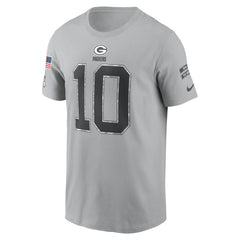 Men's Green Bay Packers Jordan Love Gray 2024 Salute To Service Name & Number T-Shirt