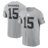Men's Kansas City Chiefs Patrick Mahomes Gray 2024 Salute To Service Name & Number T-Shirt