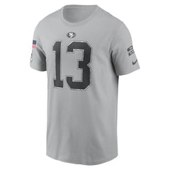 Men's San Francisco 49ers Brock Purdy Gray 2024 Salute To Service Name & Number T-Shirt