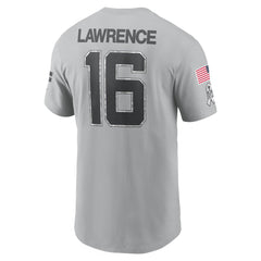 Men's Jacksonville Jaguars Trevor Lawrence Gray 2024 Salute To Service Name & Number T-Shirt