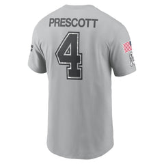 Men's Dallas Cowboys Dak Prescott Gray 2024 Salute To Service Name & Number T-Shirt