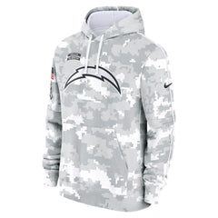 Youth Los Angeles Chargers White/Gray 2024 Salute To Service Pullover Hoodie