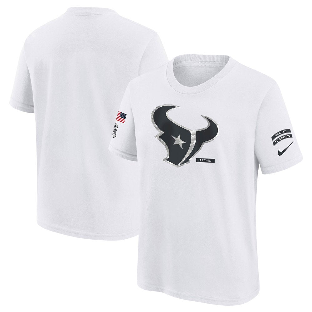 Youth Houston Texans White 2024 Salute To Service T-Shirt