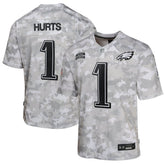 Youth Philadelphia Eagles Jalen Hurts Arctic Camo 2024 Salute to Service Game Jersey