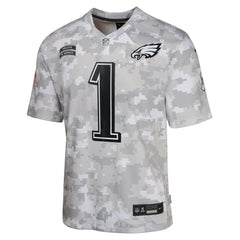 Youth Philadelphia Eagles Jalen Hurts Arctic Camo 2024 Salute to Service Game Jersey