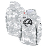 Youth Los Angeles Rams White/Gray 2024 Salute To Service Pullover Hoodie