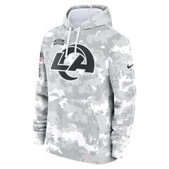 Youth Los Angeles Rams White/Gray 2024 Salute To Service Pullover Hoodie