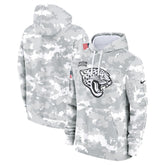 Youth Jacksonville Jaguars White/Gray 2024 Salute To Service Pullover Hoodie