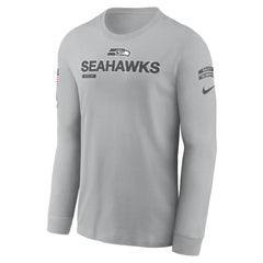 Men's Seattle Seahawks Gray 2024 Salute To Service Long Sleeve T-Shirt