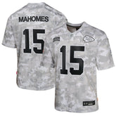 Youth Kansas City Chiefs Patrick Mahomes Arctic Camo 2024 Salute to Service Game Jersey