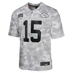 Youth Kansas City Chiefs Patrick Mahomes Arctic Camo 2024 Salute to Service Game Jersey