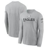 Men's Philadelphia Eagles Gray 2024 Salute To Service Long Sleeve T-Shirt