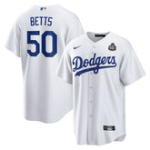 Men's Los Angeles Dodgers Mookie Betts White 2024 World Series Home Replica Player Jersey