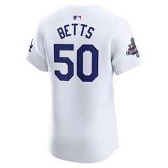Men's Los Angeles Dodgers Mookie Betts White 2024 World Series Champions Home Elite Player Jersey