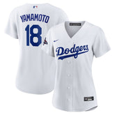 Women's Los Angeles Dodgers Yoshinobu Yamamoto White 2024 World Series Champions Home Replica Player Jersey