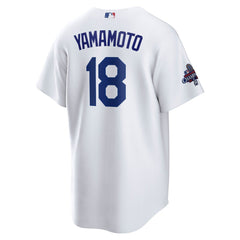 Men's Los Angeles Dodgers Yoshinobu Yamamoto White 2024 World Series Champions Big &Tall Replica Player Jersey