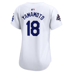 Women's Los Angeles Dodgers Yoshinobu Yamamoto White 2024 World Series Champions Home Limited Player Jersey