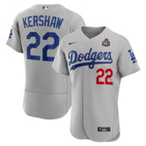 Men's Los Angeles Dodgers Clayton Kershaw Gray 2024 World Series Alternate Authentic Player Jersey