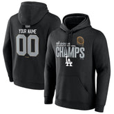 Men's Los Angeles Dodgers Black 2024 World Series Champions Custom Name & Number Pullover Hoodie