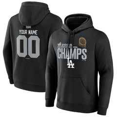Men's Los Angeles Dodgers Black 2024 World Series Champions Custom Name & Number Pullover Hoodie