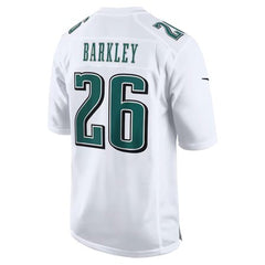 Men's Philadelphia Eagles Saquon Barkley Tundra White Super Bowl LIX Fashion Game Player Jersey