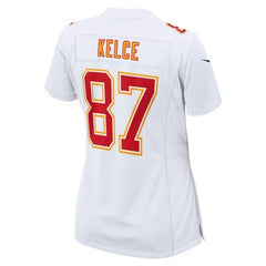 Women's Kansas City Chiefs Travis Kelce Tundra White Super Bowl LIX Fashion Game Jersey