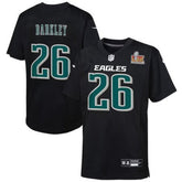 Youth Philadelphia Eagles Saquon Barkley Carbon Black Super Bowl LIX Patch Fashion Game Player Jersey