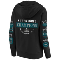 Women's Philadelphia Eagles Black Super Bowl LIX Champions Plus Size Four Piece Notch Neck Pullover Hoodie