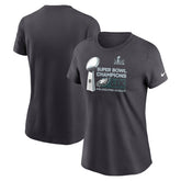 Women's Philadelphia Eagles Anthracite Super Bowl LIX Champions Locker Room Trophy Collection T-Shirt