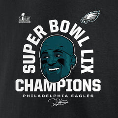 Men's Philadelphia Eagles Jalen Hurts Black Super Bowl LIX Champions T-Shirt