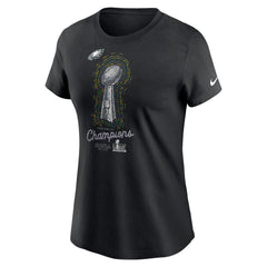 Women's Philadelphia Eagles Black Super Bowl LIX Champions Lombardi Trophy T-Shirt