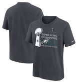 Youth Philadelphia Eagles Anthracite Super Bowl LIX Champions Locker Room Trophy Collection T-Shirt