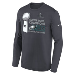 Youth Philadelphia Eagles Anthracite Super Bowl LIX Champions Locker Room Trophy Collection Long Sleeve T-Shirt