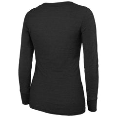 Women's Philadelphia Eagles Threads Black Super Bowl LIX Champions Highlight Tri-Blend Scoop Neck Long Sleeve T-Shirt