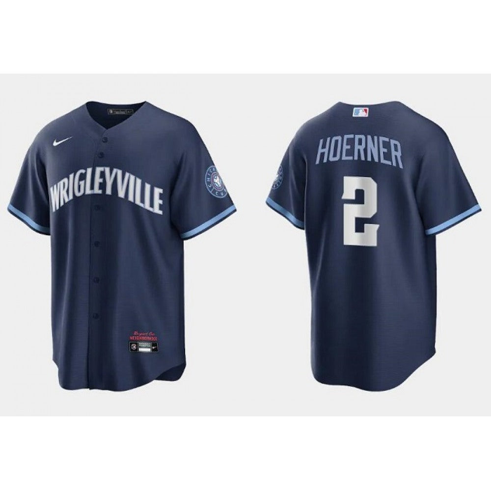 Youth Chicago Cubs #2 Nino Hoerner Navy City Connect Cool Base Stitched Baseball Jersey