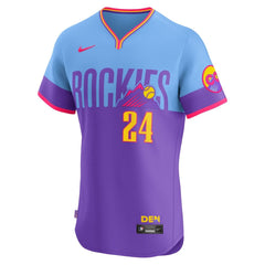 Men's Colorado Rockies #24 Ryan McMahon Purple/Light Blue 2025 City Connect Elite Player Jersey