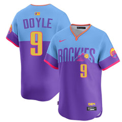Men's Colorado Rockies #9 Brenton Doyle Purple/Light Blue 2025 City Connect Elite Player Jersey