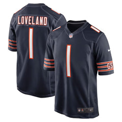 Men's Chicago Bears #1 Colston Loveland Navy 2025 NFL Draft First Round Pick Game Jersey