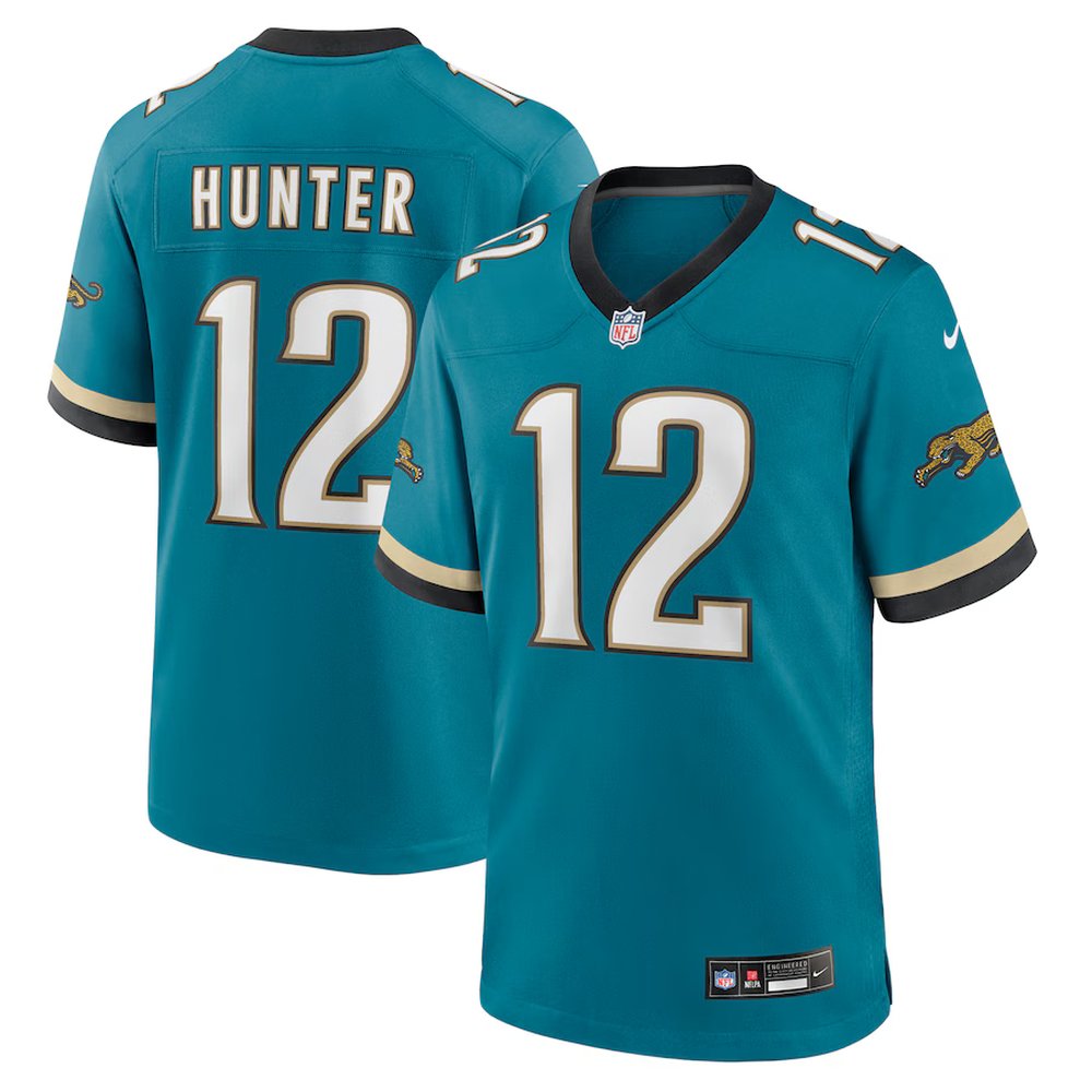 Men's Jacksonville Jaguars #12 Travis Hunter Teal 2025 NFL Draft First Round Pick 2nd Alternate Game Jersey