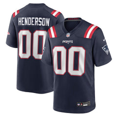 Men's New England Patriots #00 TreVeyon Henderson Navy 2025 NFL Draft Game Jersey