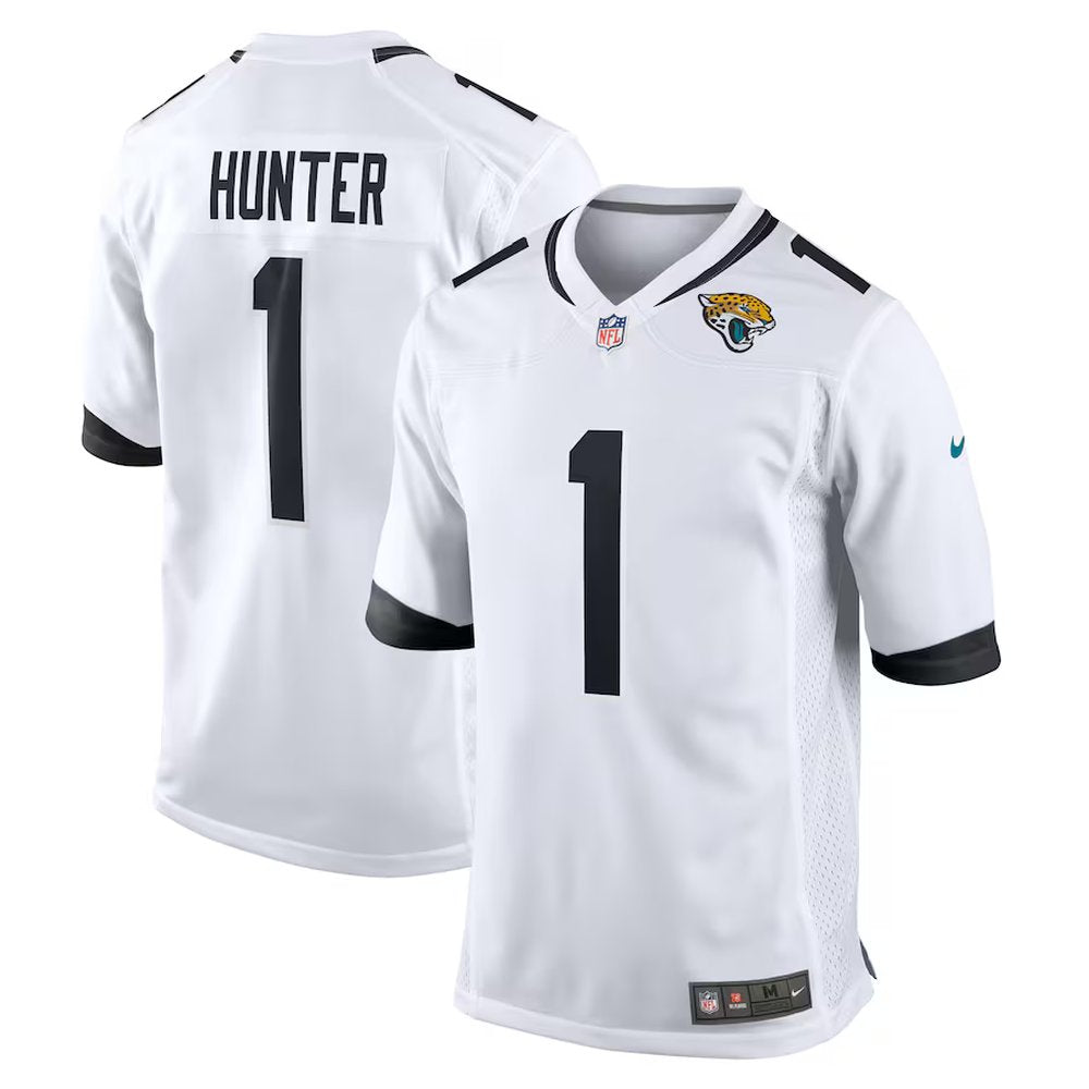 Men's Jacksonville Jaguars #1 Travis Hunter White 2025 NFL Draft First Round Pick Game Player Jersey