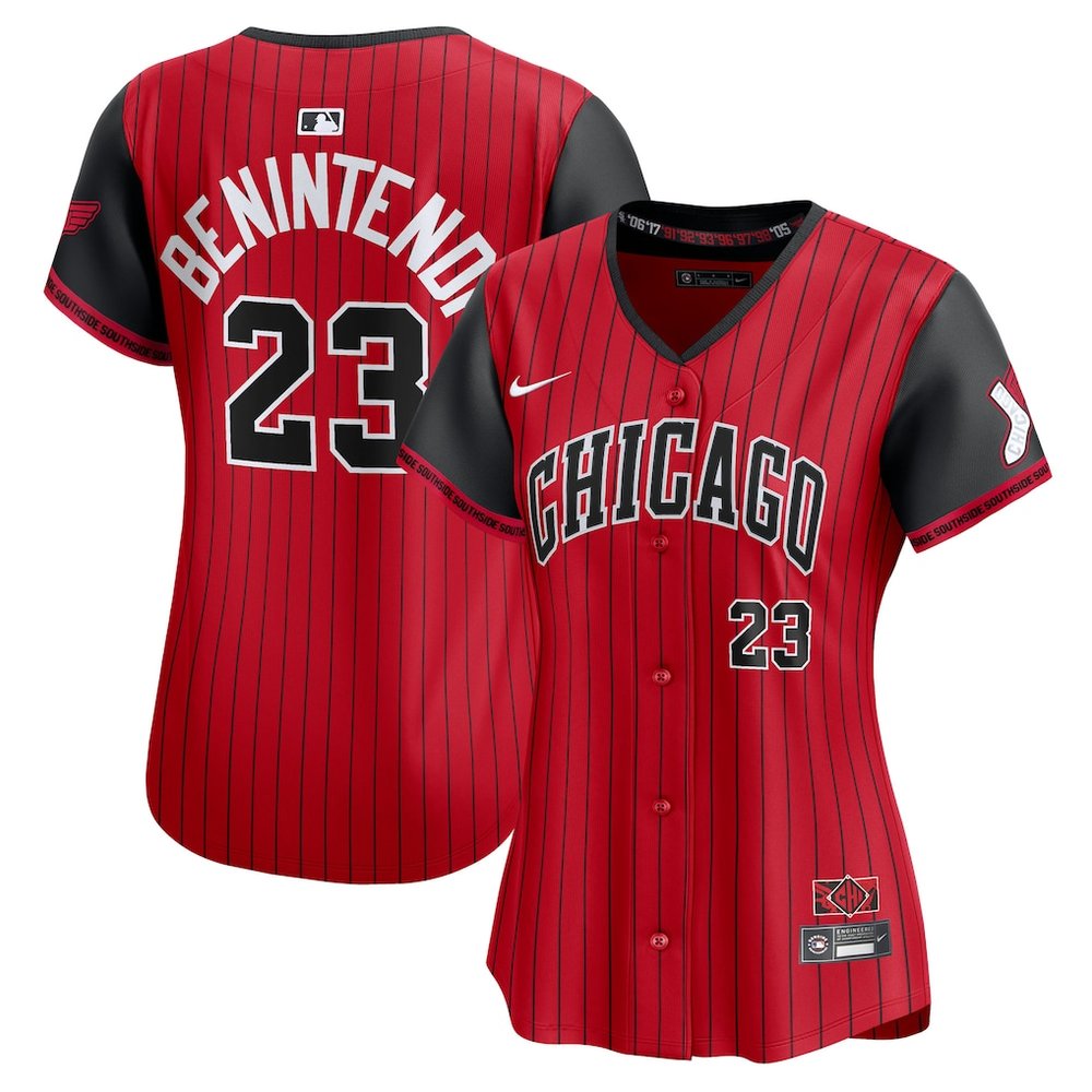 Women's Chicago White Sox #23 Andrew Benintendi Red/Black 2025 City Connect Limited Player Jersey