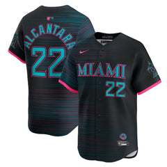 Men's Miami Marlins #22 Sandy Alcantara Black 2025 City Connect Limited Jersey