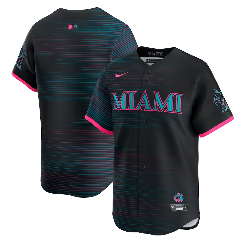 Men's Miami Marlins Black 2025 City Connect Limited Jersey