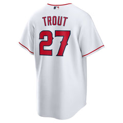 Men's Los Angeles Angels #27 Mike Trout White Home Replica Player Name Jersey