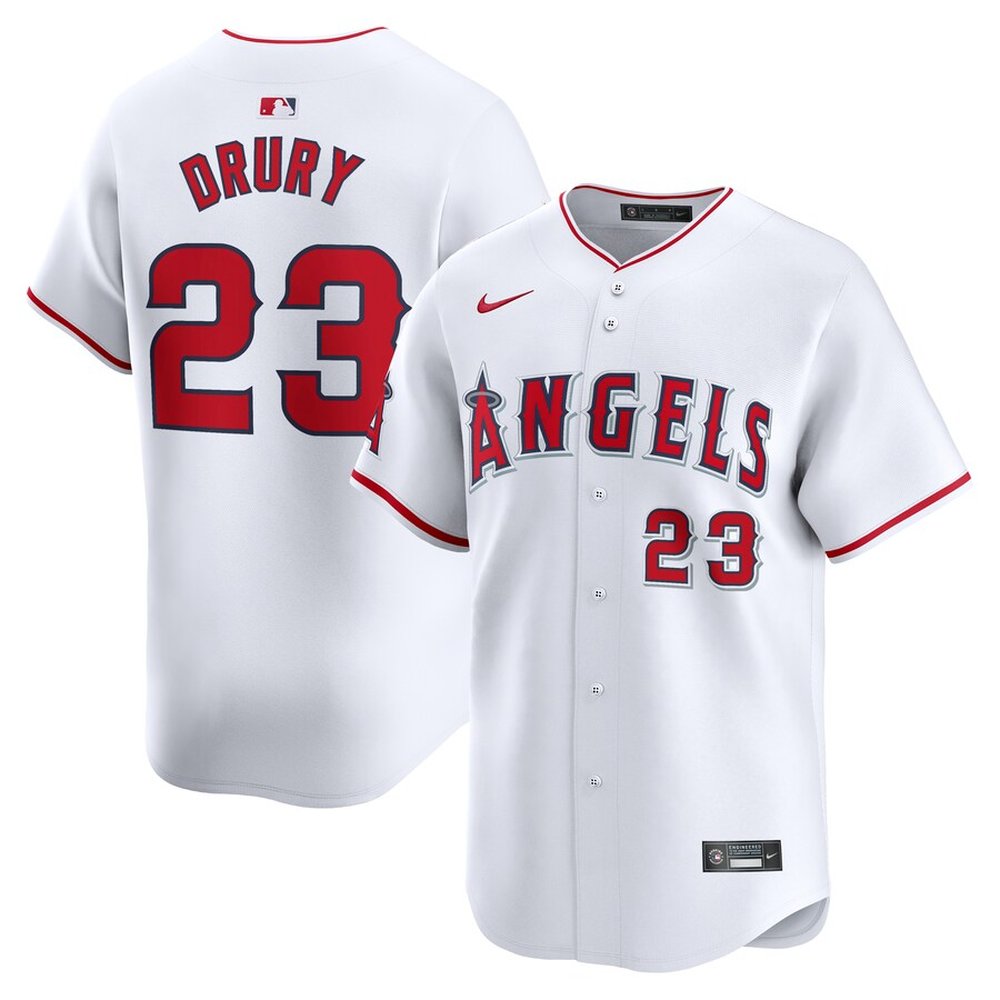 Men's Los Angeles Angels #23 Brandon Drury White Home Limited Player Jersey