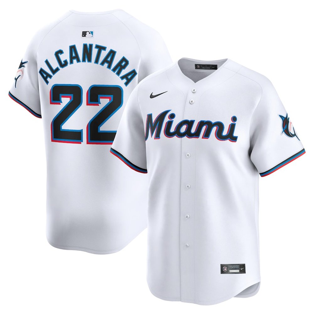 Men's Miami Marlins #22 Sandy Alcantara White Home Limited Player Jersey
