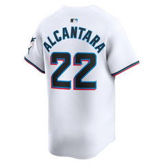 Men's Miami Marlins #22 Sandy Alcantara White Home Limited Player Jersey