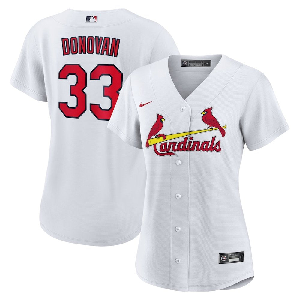 Women's St. Louis Cardinals #33 Brendan Donovan White Home Replica Jersey