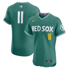 Men's Boston Red Sox #11 Rafael Devers Green 2025 City Connect Elite Player Jersey